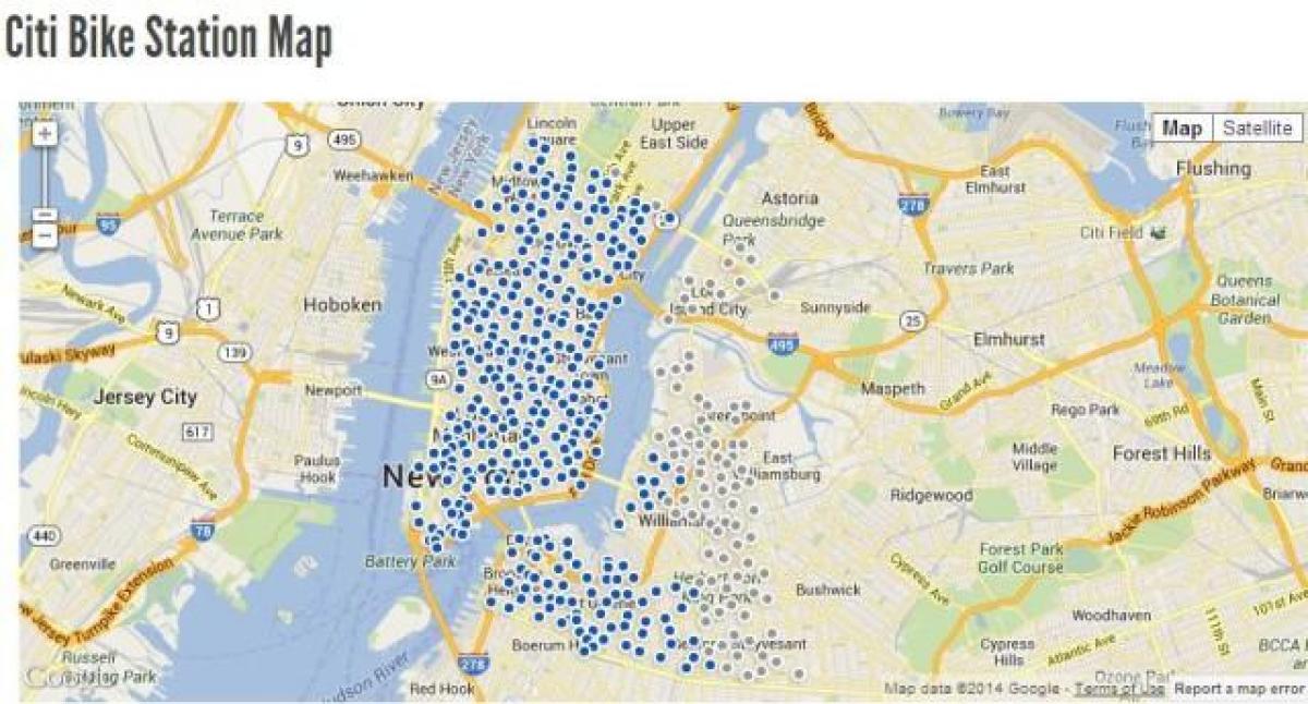 Сити Байк карте Нью-Йорка