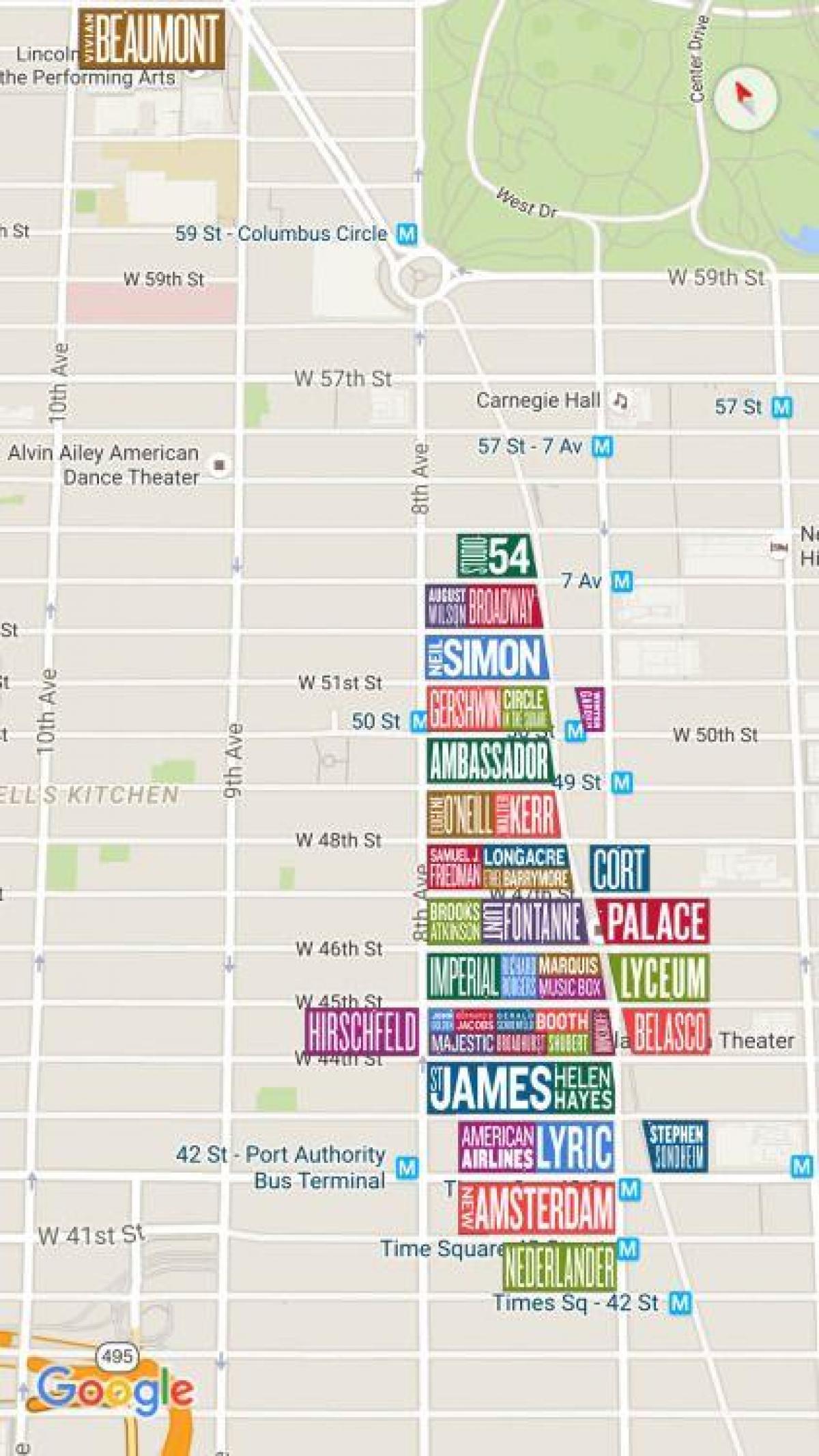 Бродвей Нью-Йорк карта