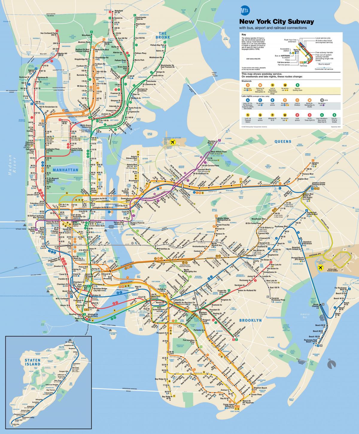 карта системы метро Нью-Йорка