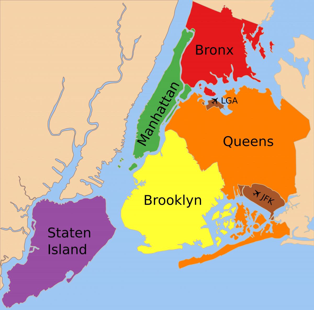 карту из пяти районов Нью-Йорка