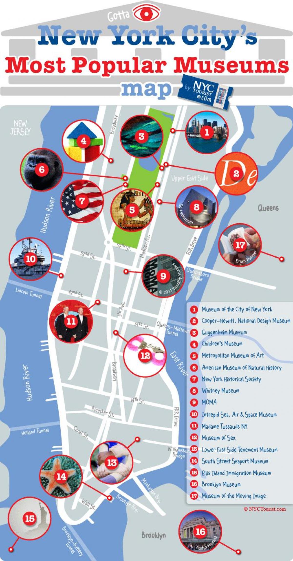 Нью-Йорке музеев карте