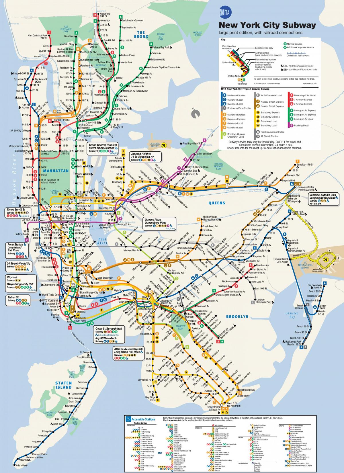 Нью-Йорк MTA карта метро