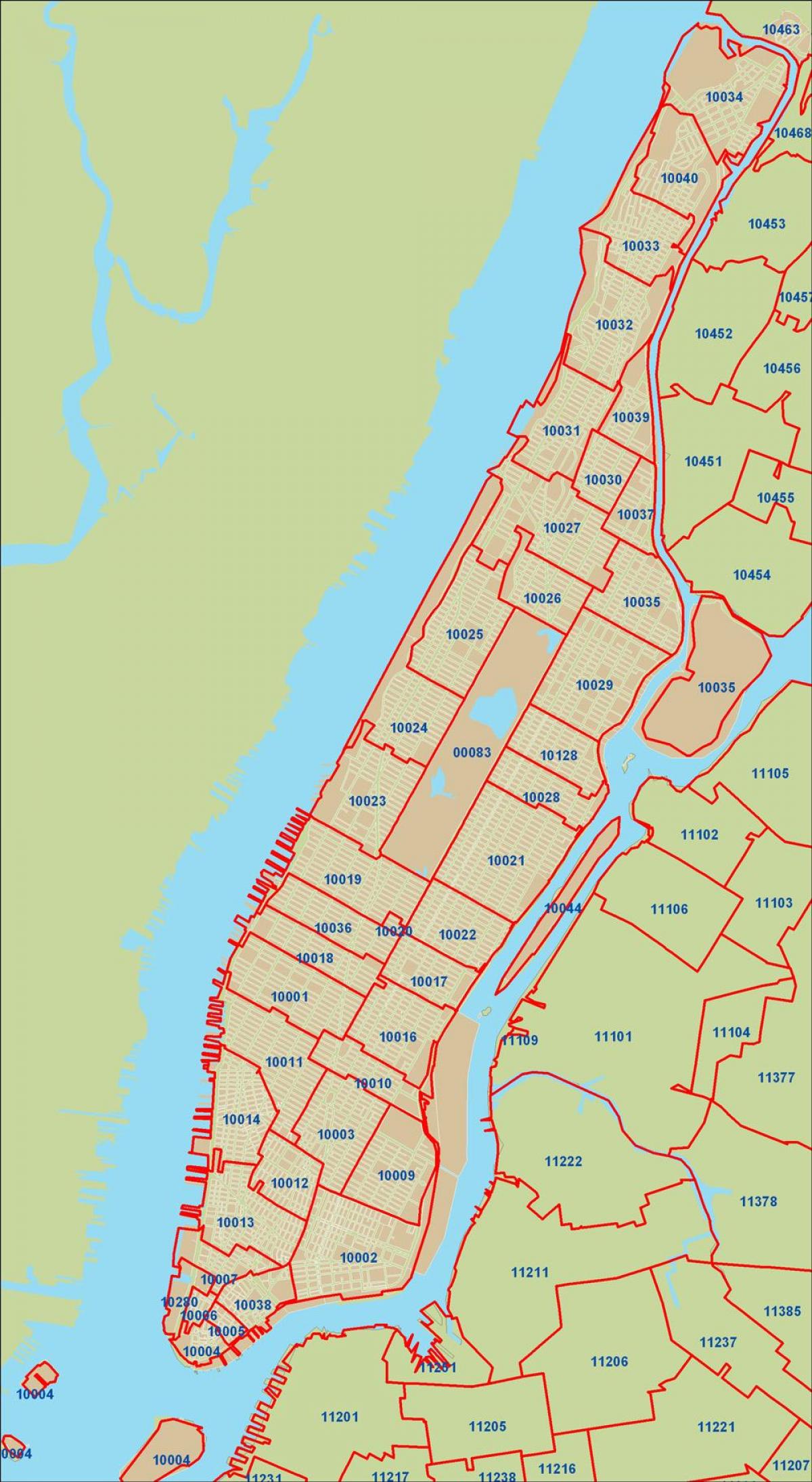 карта Нью-Йорк ЗИП код