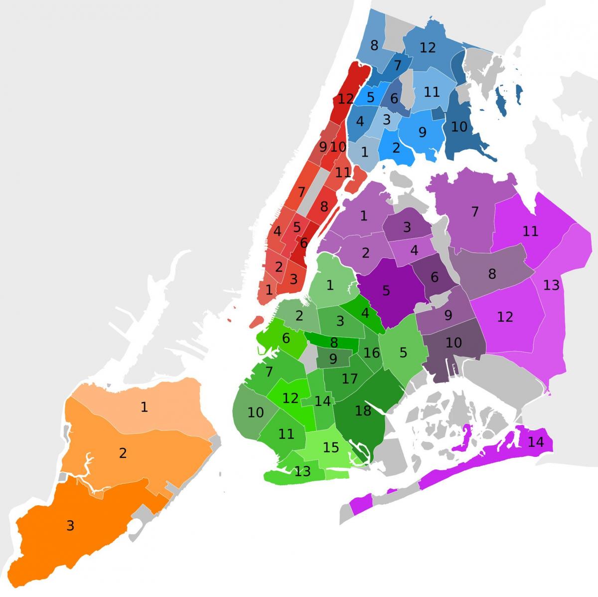 Нью-Йорк округов карте