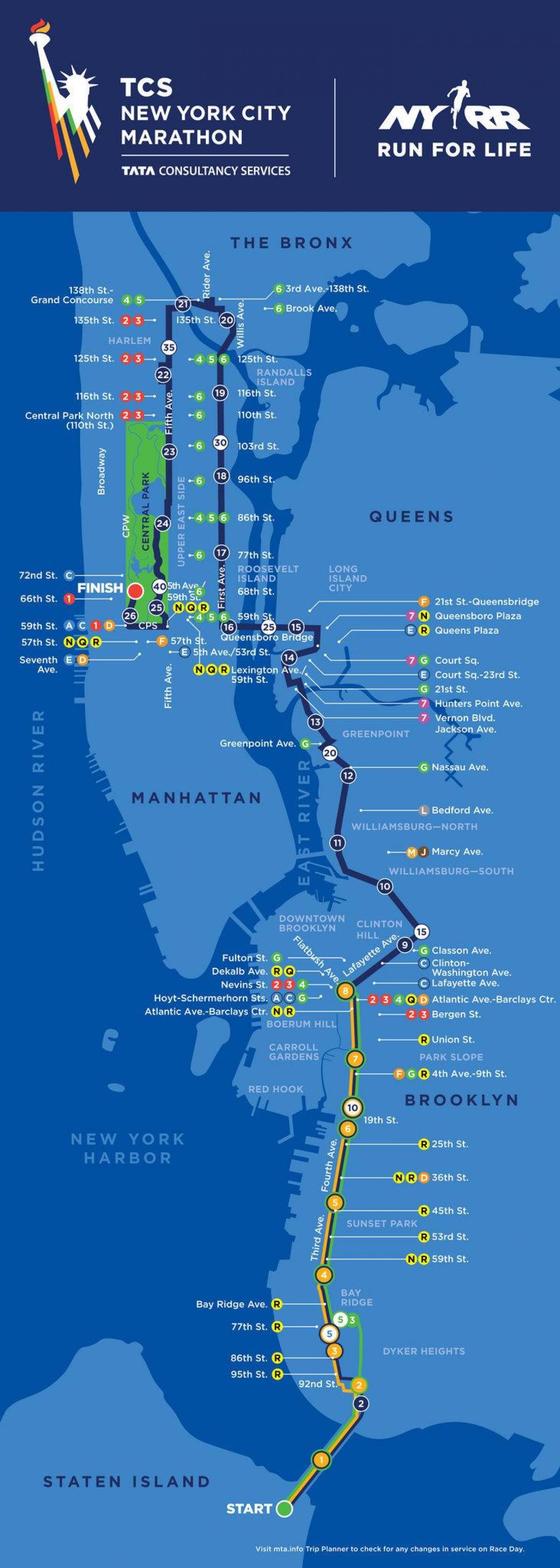 Нью-йоркский марафон карте