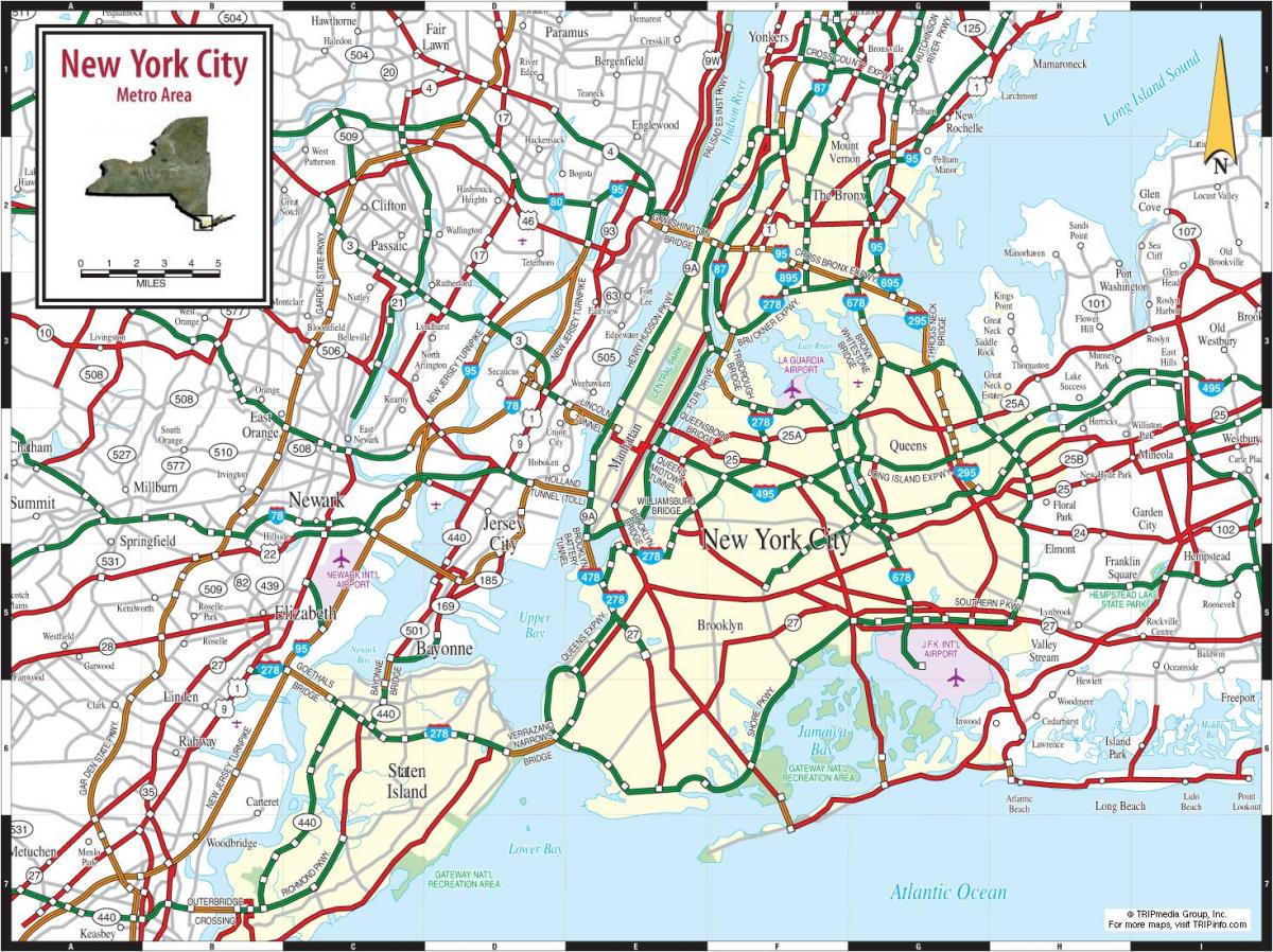 Нью-Йорк на карте хайвей