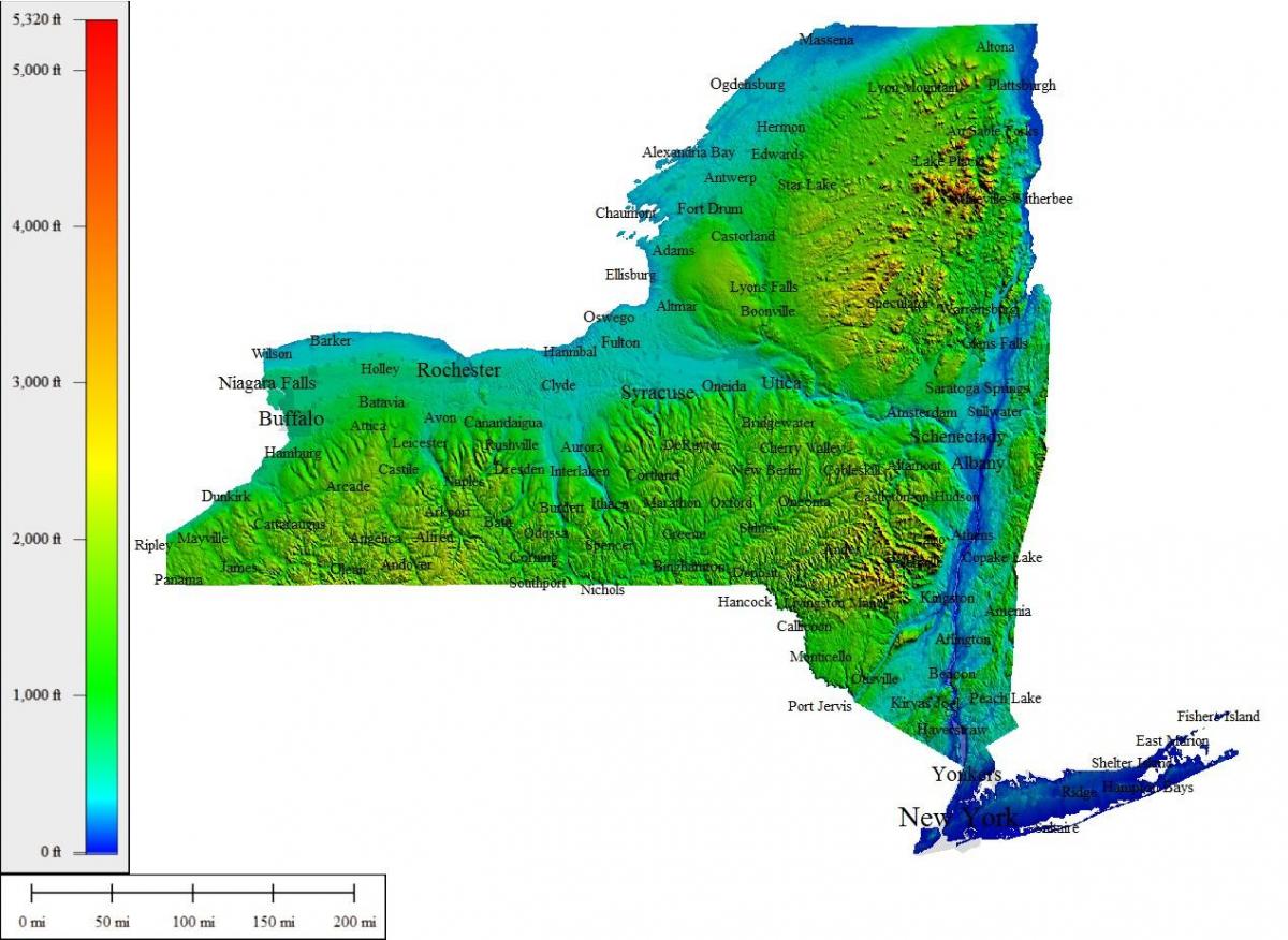 карта Нью-Йорка топографическая