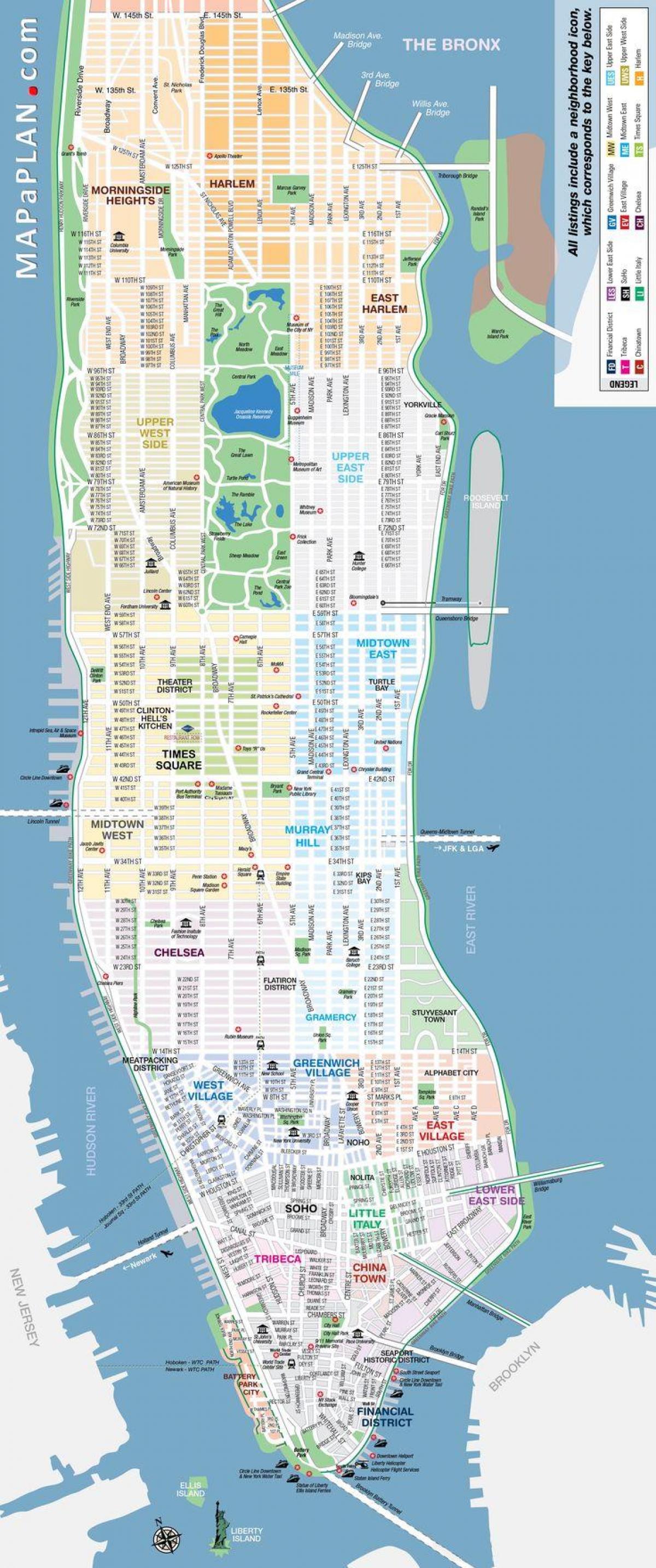 карта Нью-Йорке район с улицами