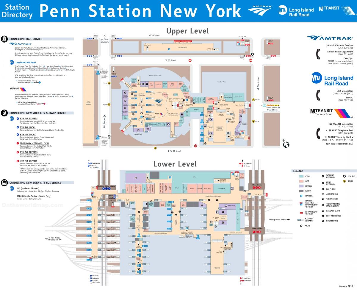 карта Пенсильванского вокзала Нью-Йорка