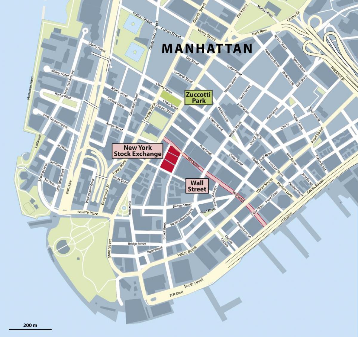 Уолл-стрит Нью-Йорк карта