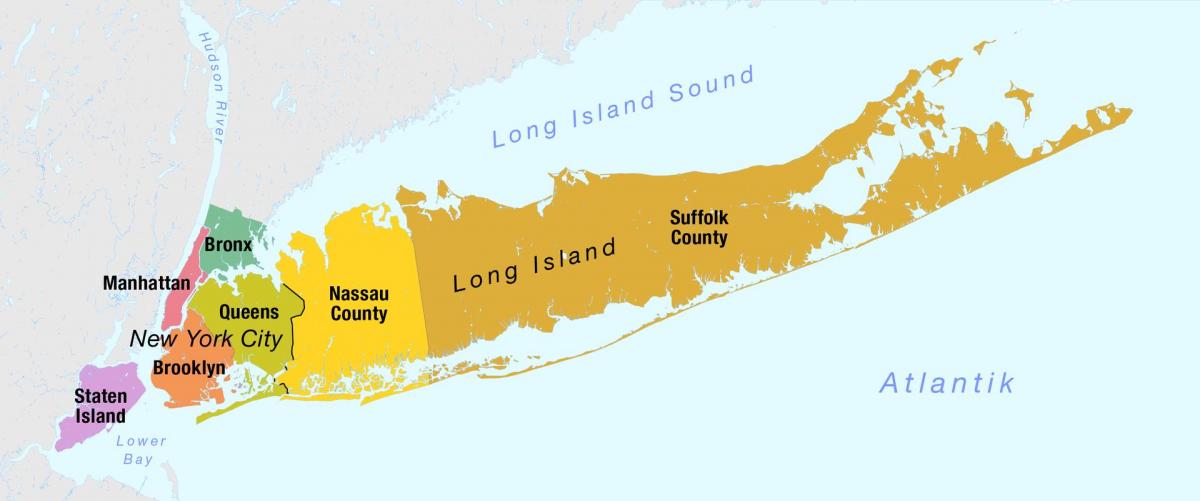 карта Нью-Йорка, включая Лонг-Айленд