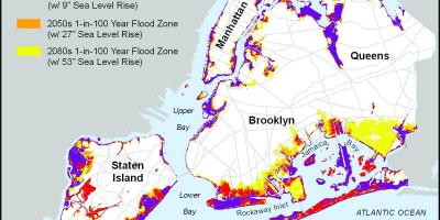 Повышение уровня моря карта Нью-Йорка